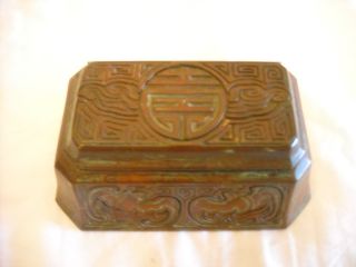 Tiffany Bronze Chinese Stamp Box, . photo