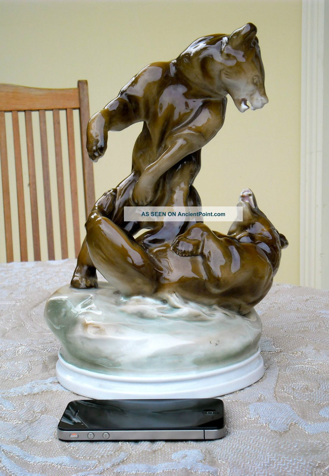 Huge Zsolnay Playing Bears - Hand - Painted - Made In Hungary - 1911 Béla Markup Figurines photo