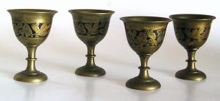 (4) Vintage Miniature Brass Goblets (1940 ' S) Unmarked photo