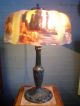 Antique Pittsburgh Reverse Painted Lamp With Swans Lamps photo 1