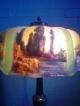 Antique Pittsburgh Reverse Painted Lamp With Swans Lamps photo 2