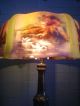 Antique Pittsburgh Reverse Painted Lamp With Swans Lamps photo 3