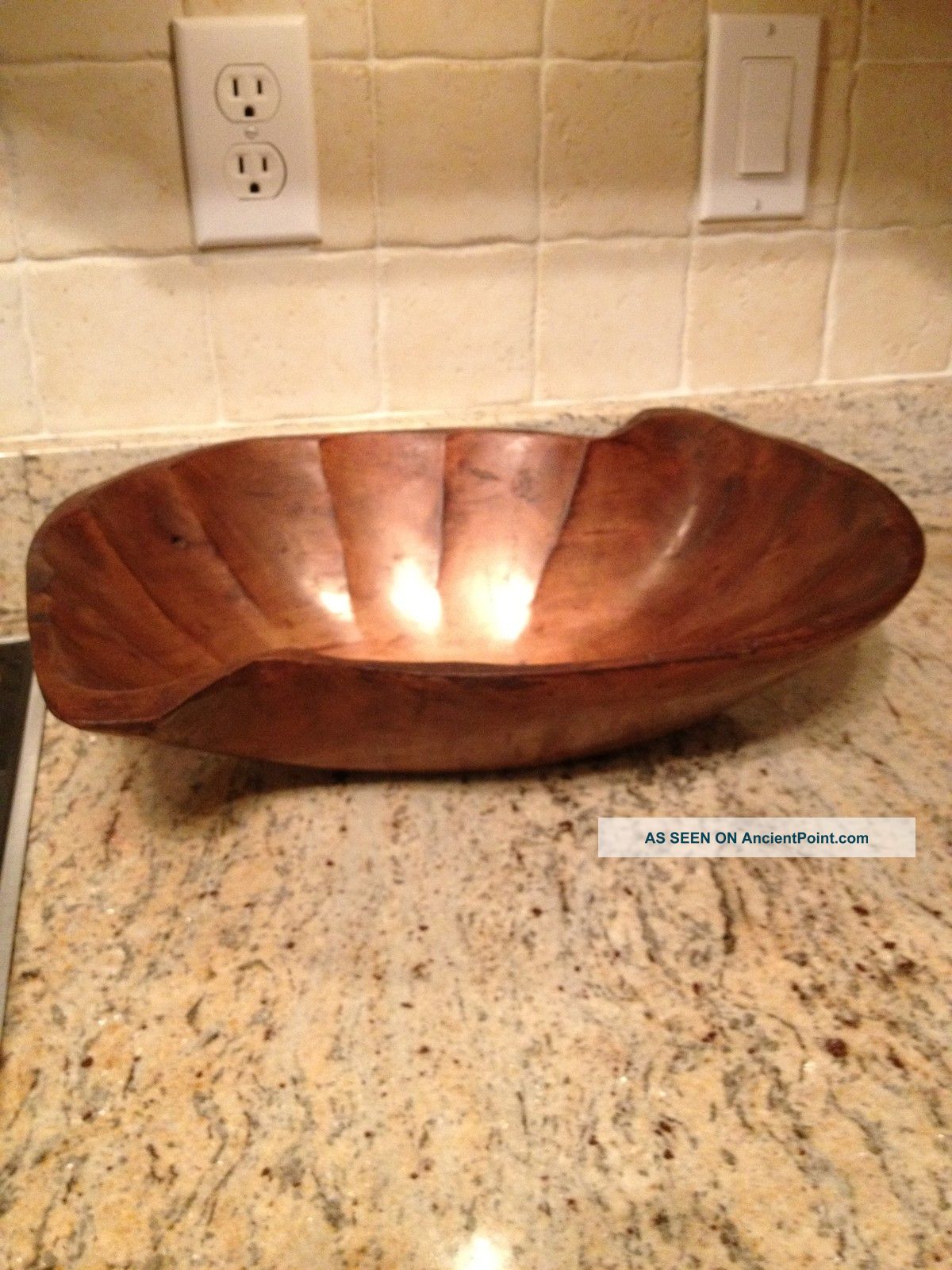 Antique Wooden Primitive Dough Butter Bowl Wood Folk Art Hand Hewn Trenchers Old Bowls photo