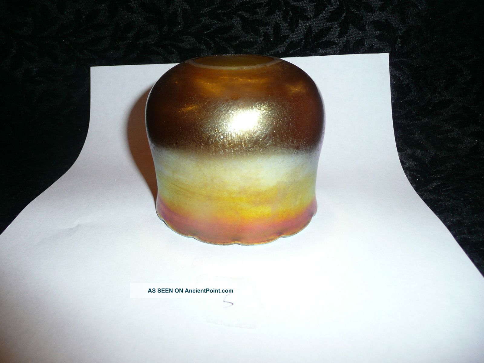 Antique Art Glass Steuben Or Quezal Gold Aurene Iridescent Lamp Shade Lamps photo