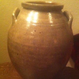 Antique 1800s Salt Glaze Stoneware Ovoid Crock Jar.  Large photo