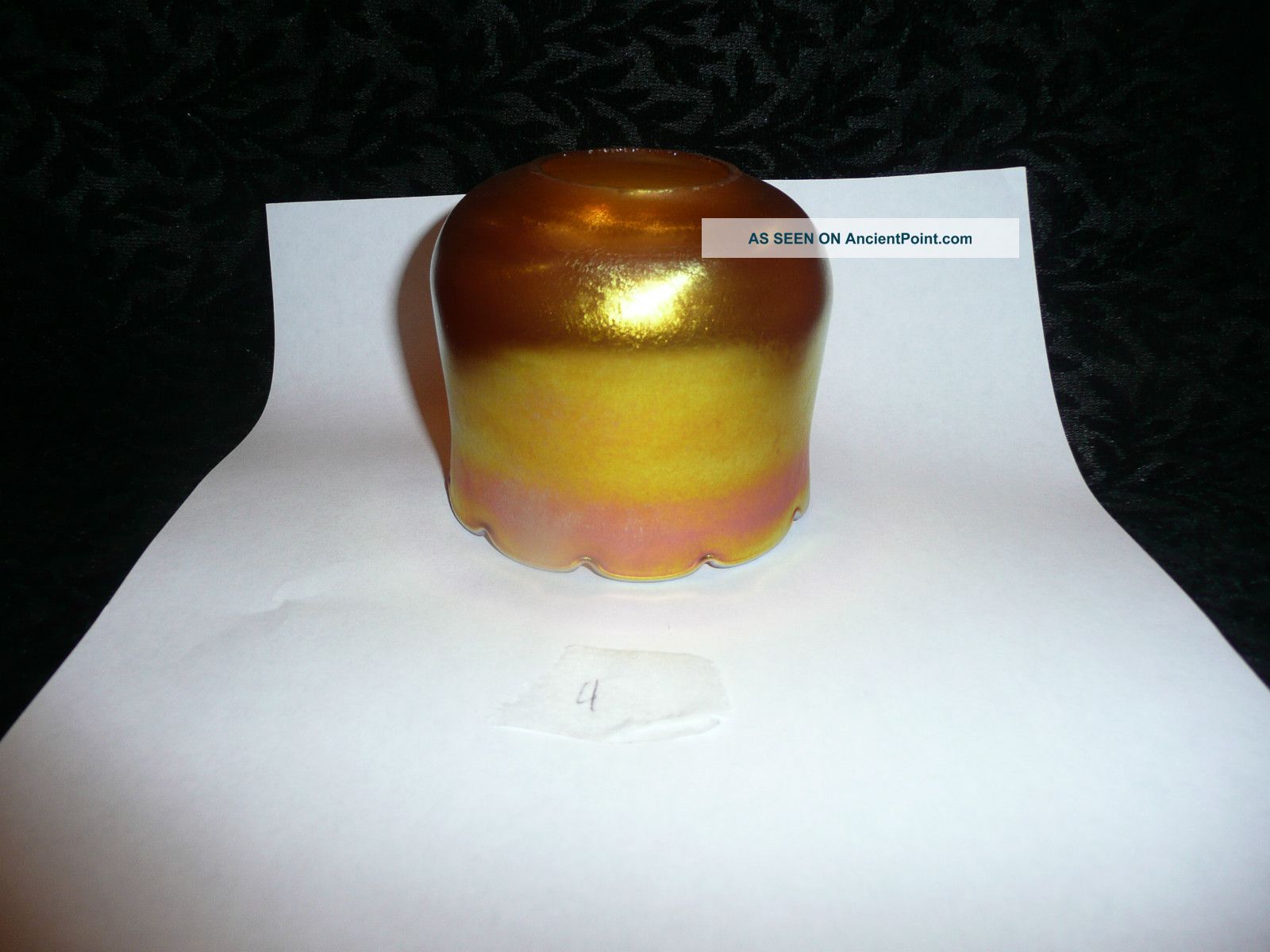 Antique Art Glass Steuben Or Quezal Gold Aurene Iridescent Lamp Shade Lamps photo