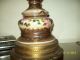 Antique Porcelain Hand Painted Lamp Roses Porcelain Pitcher Lamp Brass Base Lamps photo 10