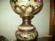 Antique Porcelain Hand Painted Lamp Roses Porcelain Pitcher Lamp Brass Base Lamps photo 11