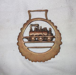 Unusual Collectors Horse Brass With Train On It photo