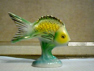 Hollohaza Porcelain Fish - Hand - Painted - Antique - Made In Hungary - 1950s photo