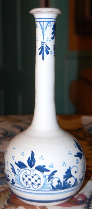 Antique Deruta Majolica Decanter Stick Vase Blue White Mint Italy Italian photo