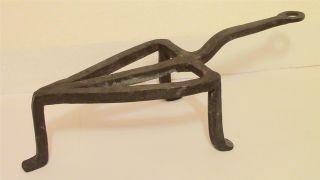 Early American Antique Fireplace Trivet Colonial Wrought Iron Blacksmith Forged photo
