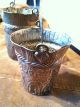 Two Antique Unusual Small Hammered Silver Buckets With Handles Metalware photo 1