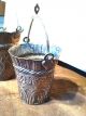 Two Antique Unusual Small Hammered Silver Buckets With Handles Metalware photo 4