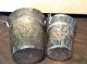 Two Antique Unusual Small Hammered Silver Buckets With Handles Metalware photo 7