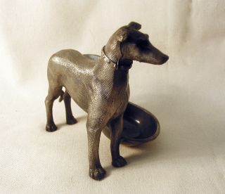 Antique Silver Pewter Colored Metal Greyhound Dog Pipe Holder Rest photo