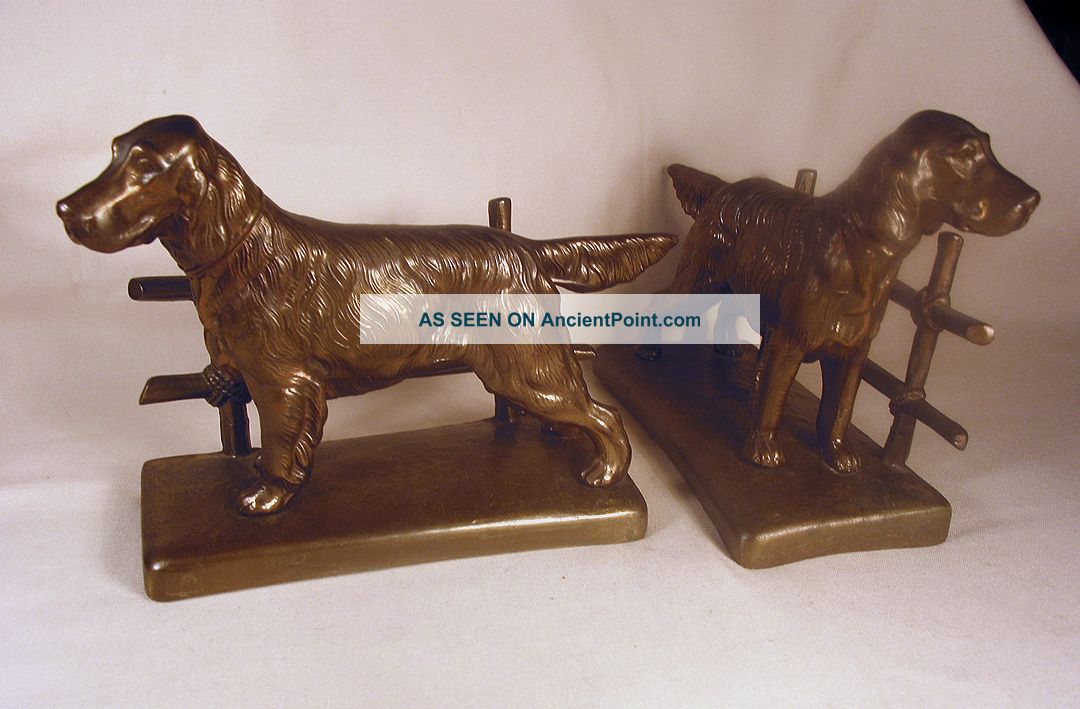 1920 ' S Frankart Irish English Gordon Setter Golden Retreiver Dogs Bookends Metalware photo