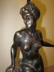 Art Nouveau Bronze And Etched Glass Lamp Lamps photo 1