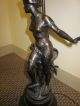 Art Nouveau Bronze And Etched Glass Lamp Lamps photo 5