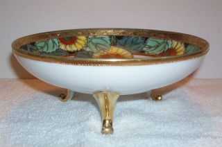 Vintage Hand Painted Nippon 3 Footed Bowl,  Floral Design photo