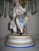 Antique Old Paris Porcelain Pr Figural Candelabra 1850s Lamps photo 6