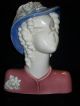 Large Antique Porcelain Art Deco Lady Flapper Bust Figurine Half Doll Rel Figurines photo 9