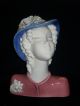 Large Antique Porcelain Art Deco Lady Flapper Bust Figurine Half Doll Rel Figurines photo 2