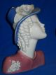 Large Antique Porcelain Art Deco Lady Flapper Bust Figurine Half Doll Rel Figurines photo 7