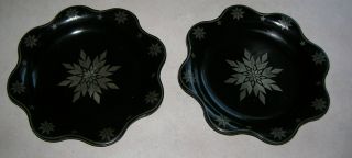 Early Pair Of Victorian Inlaid Paper Mache Decanter/ Bottle Coasters Ca1830 - 40 ' S photo