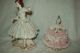 Vtg.  Dresden Figurine,  Germany,  Ballerina,  1960 ' S Pink Lace & Roses Gold 2 Pc Figurines photo 8