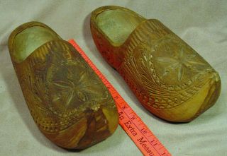 1939 New York World ' S Fair Carved Dutch Wooden Shoes photo