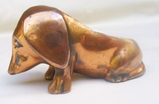 1936 Ronson Amw Copper Metal Dachshund Doxie Dog Pipe Holder Rest photo