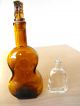 Vintage Clear & Amber (with Stopper) Glass Gutiar /chello Bottle Decantor Decor Bottles photo 1