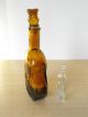 Vintage Clear & Amber (with Stopper) Glass Gutiar /chello Bottle Decantor Decor Bottles photo 3