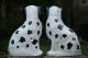 Stunning Pair: Mid 19th C.  Staffordshire Disraeli Open Legged Black & White Dogs Figurines photo 4