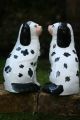 Stunning Pair: Mid 19th C.  Staffordshire Disraeli Open Legged Black & White Dogs Figurines photo 5