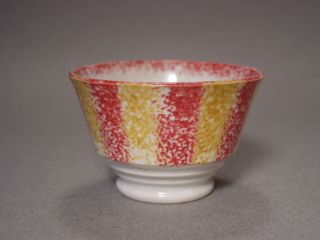 Rare Antique C.  1830s Red & Yellow Spatterware Small Tea Bowl Cup Spongeware photo