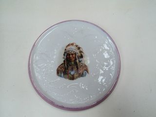 Antique Porcelain Tea Pot Cozy American Plains Indian Chief Sitting Bull Rare photo
