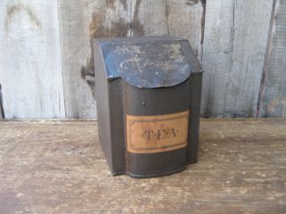 Small Early Antique Pantry Tin Tea photo