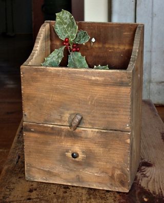 Early Style Wall Box With Drawer In Patina photo