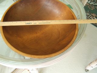 Large Vintage 19.  5 X 18.  5 Wood Turned Bowl 6 1/4 Deep photo