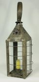 Early Primitive 19th C.  Punched Tin & Glass Candle Lantern W/stars Aafa Primitives photo 1