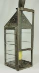 Early Primitive 19th C.  Punched Tin & Glass Candle Lantern W/stars Aafa Primitives photo 2