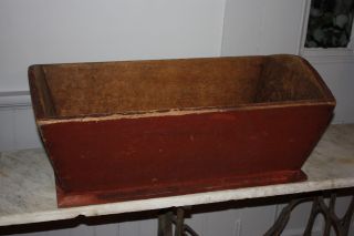 Antique Americana Primitive Red Painted Wood Dough Box Square Nails photo