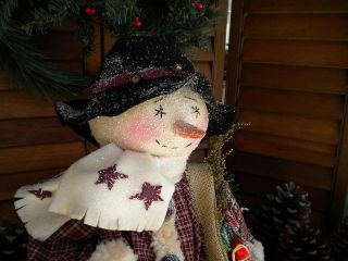 Primitive Folk Art Snowman Doll photo