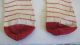 Sweet 19th C Early Old Pair Christmas Striped Creme Red Girl Stockings Socks Primitives photo 9
