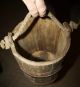 Antique Primitive Staved Wooden Bucket; 1800s Old Country Piggin,  Iron Bands Primitives photo 8