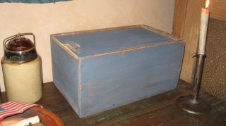 Large Antique Blue Painted Brimfield Primitive Slide Top Tallow Candle Box Aafa photo