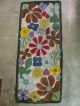 Rare Signed & Dated Hooked Folk Art Floral Rug Great Colors Primitives photo 3
