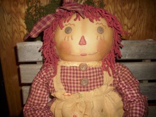 Primitive Folk Art Handmade Raggedy Ann Doll photo